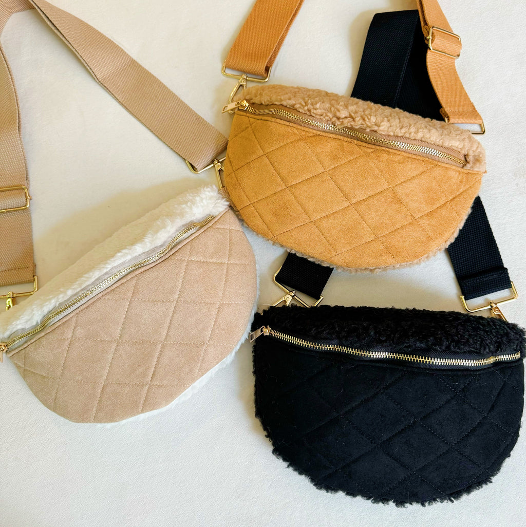 Fuzzy And Quilted Luxe Sling Bag-0