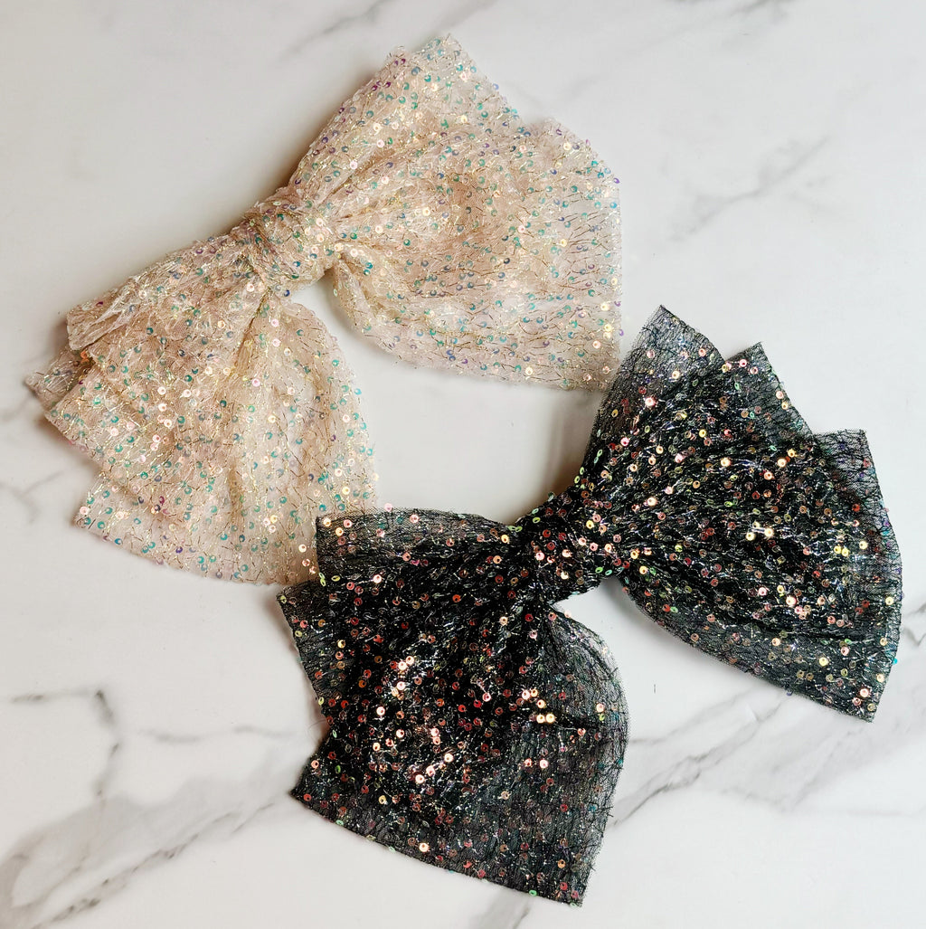 Shimmer Lover Bow Hair Clip-0