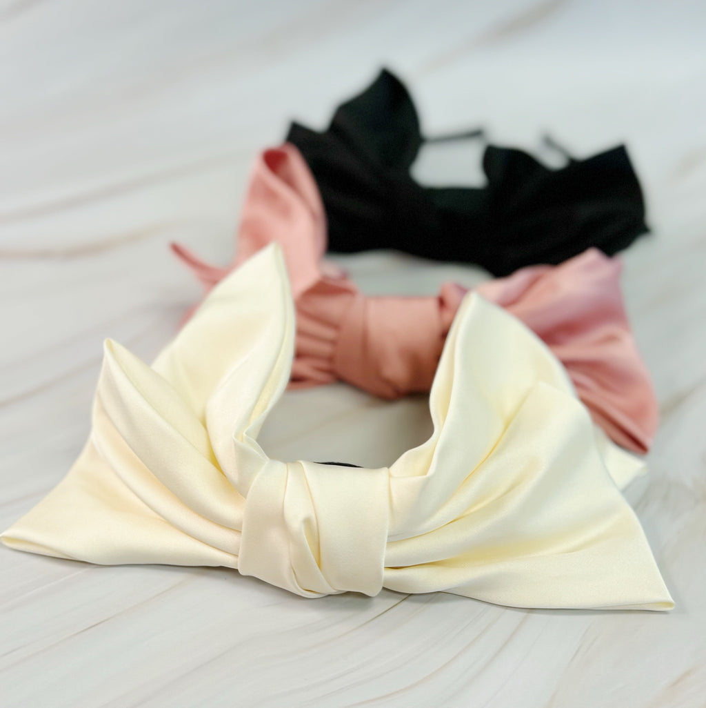 Satin Bow Crown Headband-0