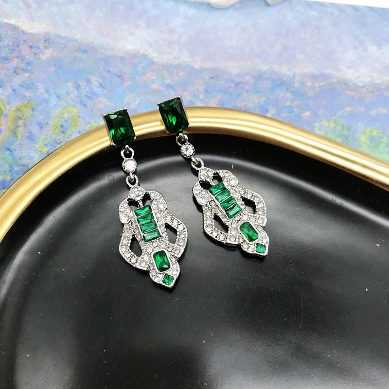 "Silvarae" Rhinestone Deco Earrings