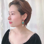 "Crescinia" Beetle Earrings width=100 