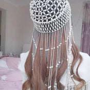 "Perlagia" Pearl Bridal Cap width=100 