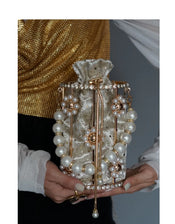 "Perlith" Pearl Bucket Clutch width=100 