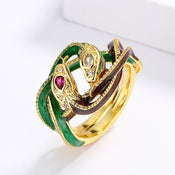 "Ophidion" Double Snake Ring width=100 