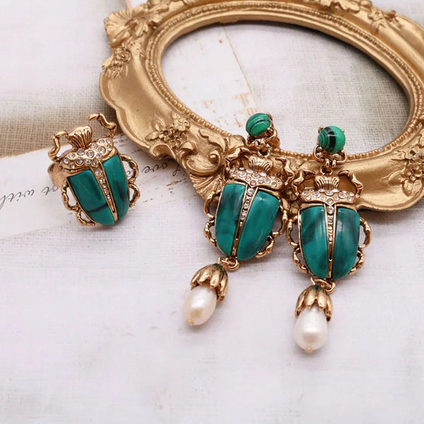 "Crescinia" Beetle Earrings