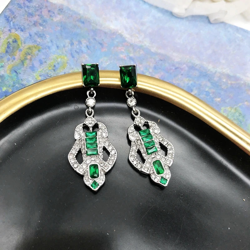 "Silvarae" Rhinestone Deco Earrings