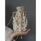 "Perlith" Pearl Bucket Clutch width=100 