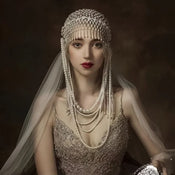 "Perlagia" Pearl Bridal Cap width=100 