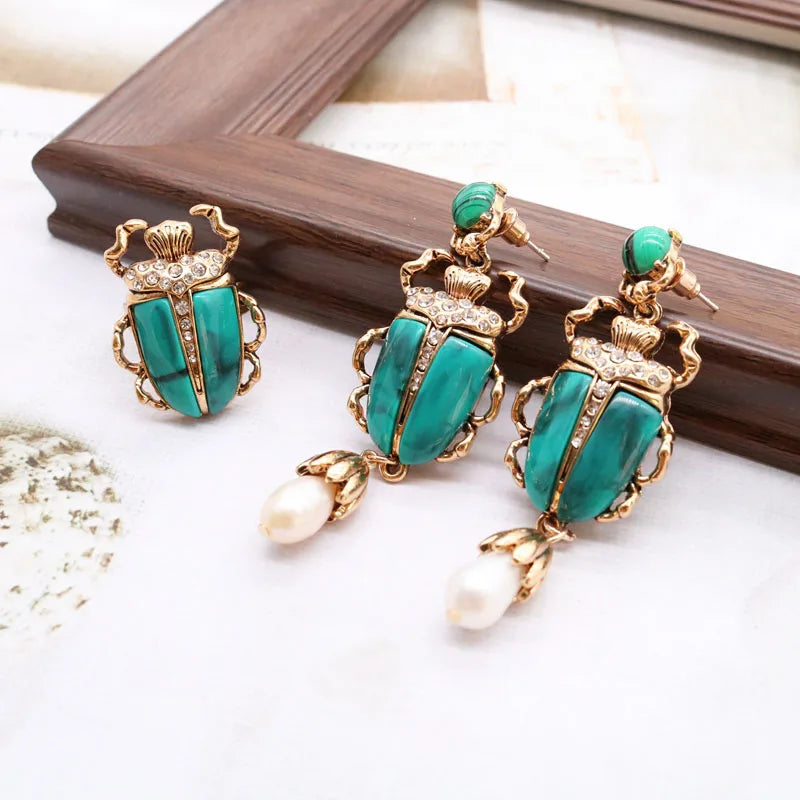 "Crescinia" Beetle Earrings