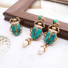 "Crescinia" Beetle Earrings