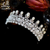"Novalia" Pearl Bridal Tiara width=100 