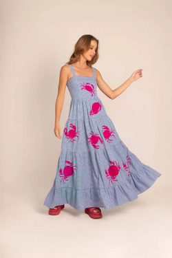 "Rosella" Retro Crab Midi Dress width=100 