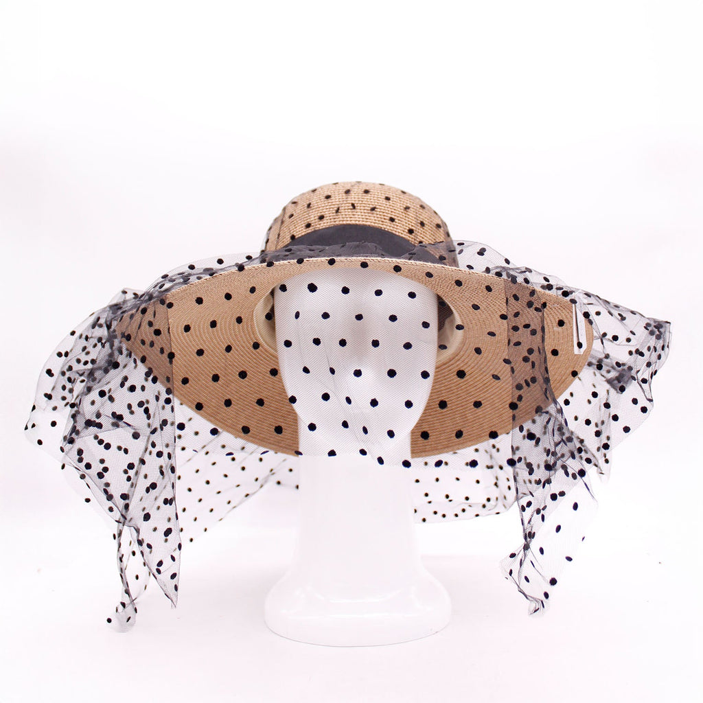 Straw Hat With Veil-0
