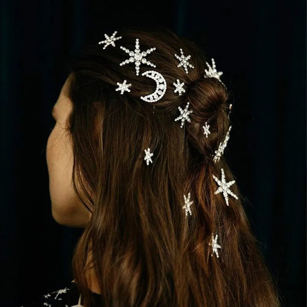 "Lunafae" Star Moon Hairpins