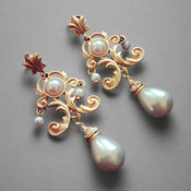 "Meloura"  Baroque Style Pearl Earrings width=100 