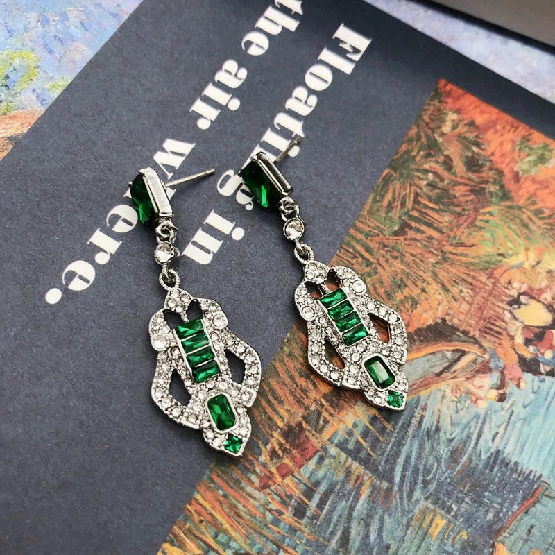 "Silvarae" Rhinestone Deco Earrings