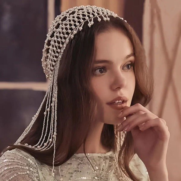 "Perlagia" Pearl Bridal Cap