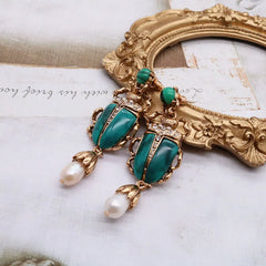 "Crescinia" Beetle Earrings