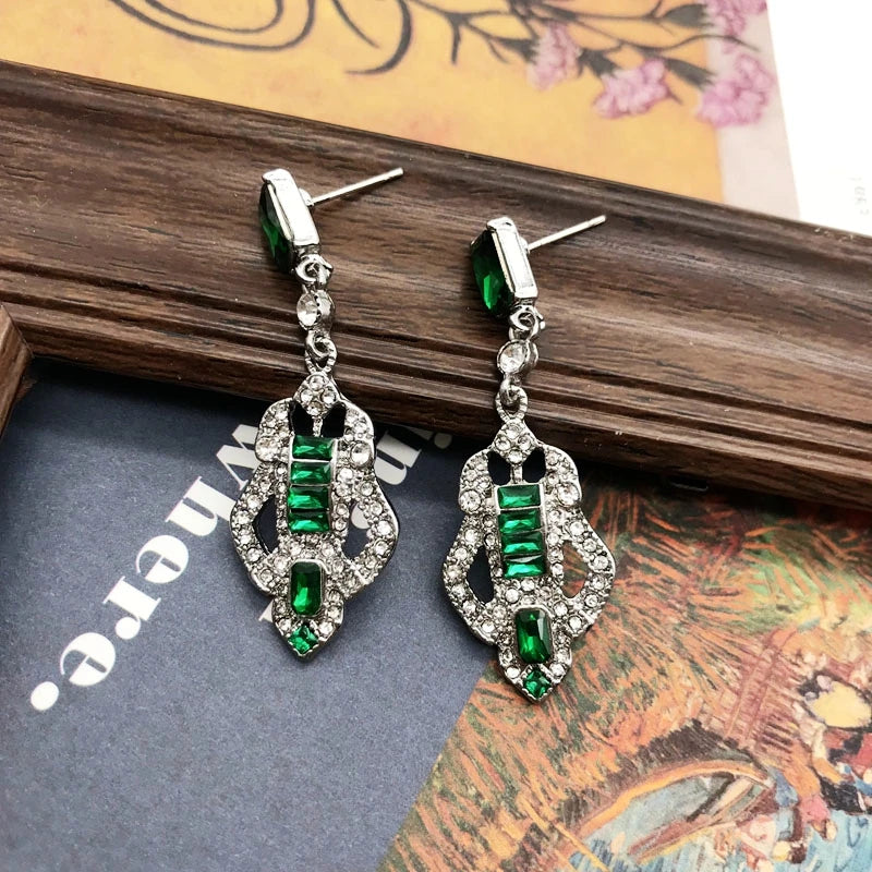 "Silvarae" Rhinestone Deco Earrings