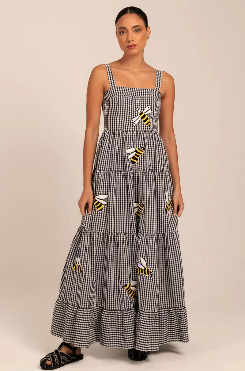 "Eudora" Retro Bumblebee Midi Dress