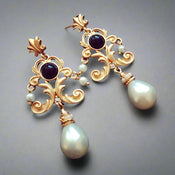 "Meloura"  Baroque Style Pearl Earrings width=100 