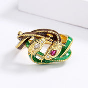 "Ophidion" Double Snake Ring width=100 