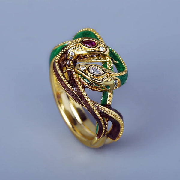 "Ophidion" Double Snake Ring