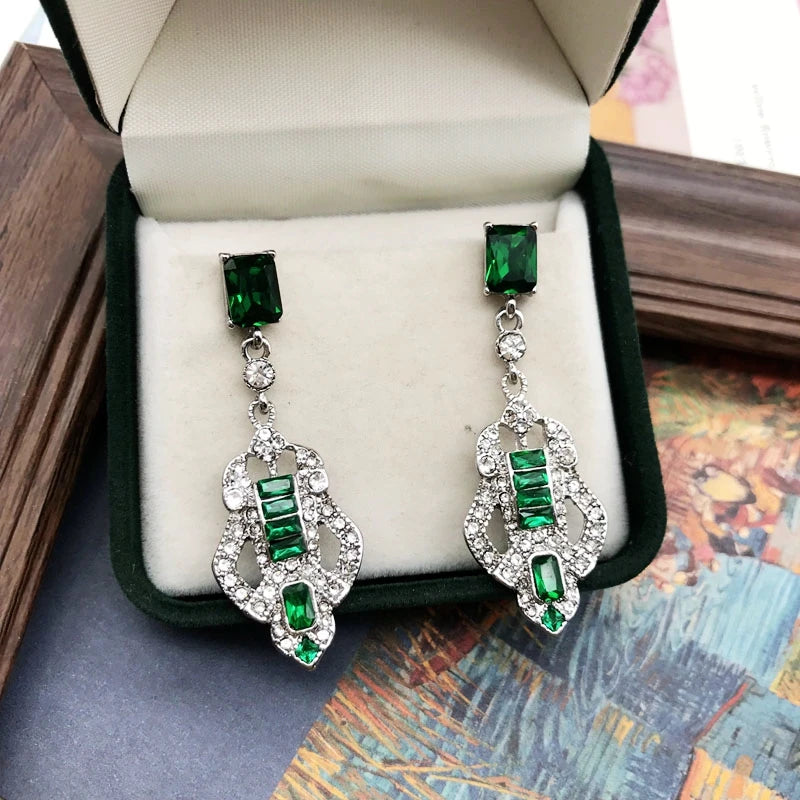 "Silvarae" Rhinestone Deco Earrings
