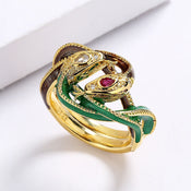 "Ophidion" Double Snake Ring width=100 