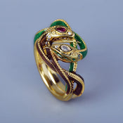 "Ophidion" Double Snake Ring width=100 