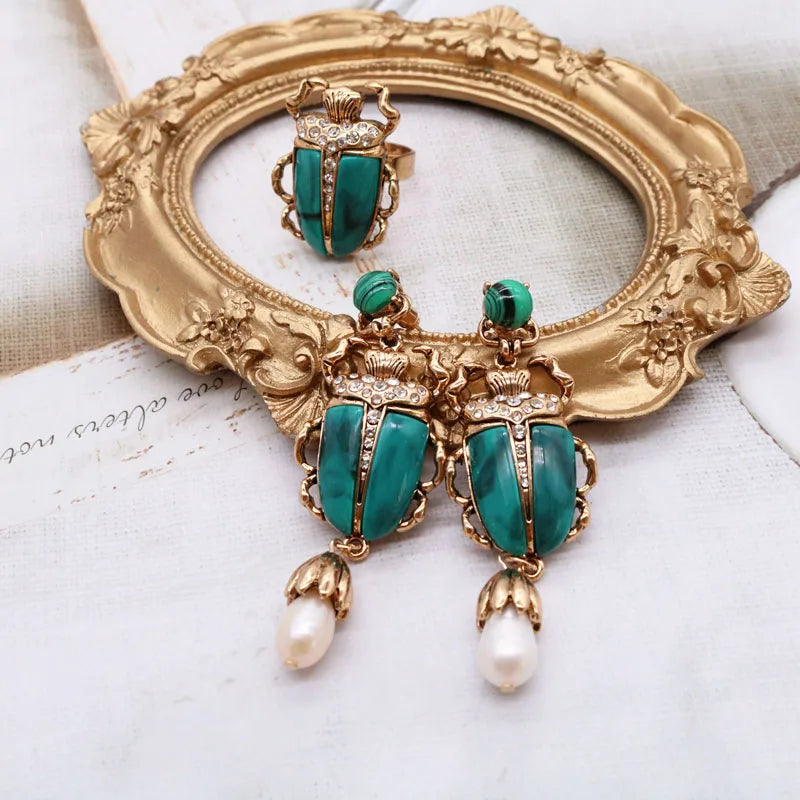 "Crescinia" Beetle Earrings