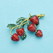 "Cerynthis" Enamel Strawberry Brooch width=100 