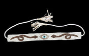 "Lumina" Hand Beaded Snake Belt - White width=100 