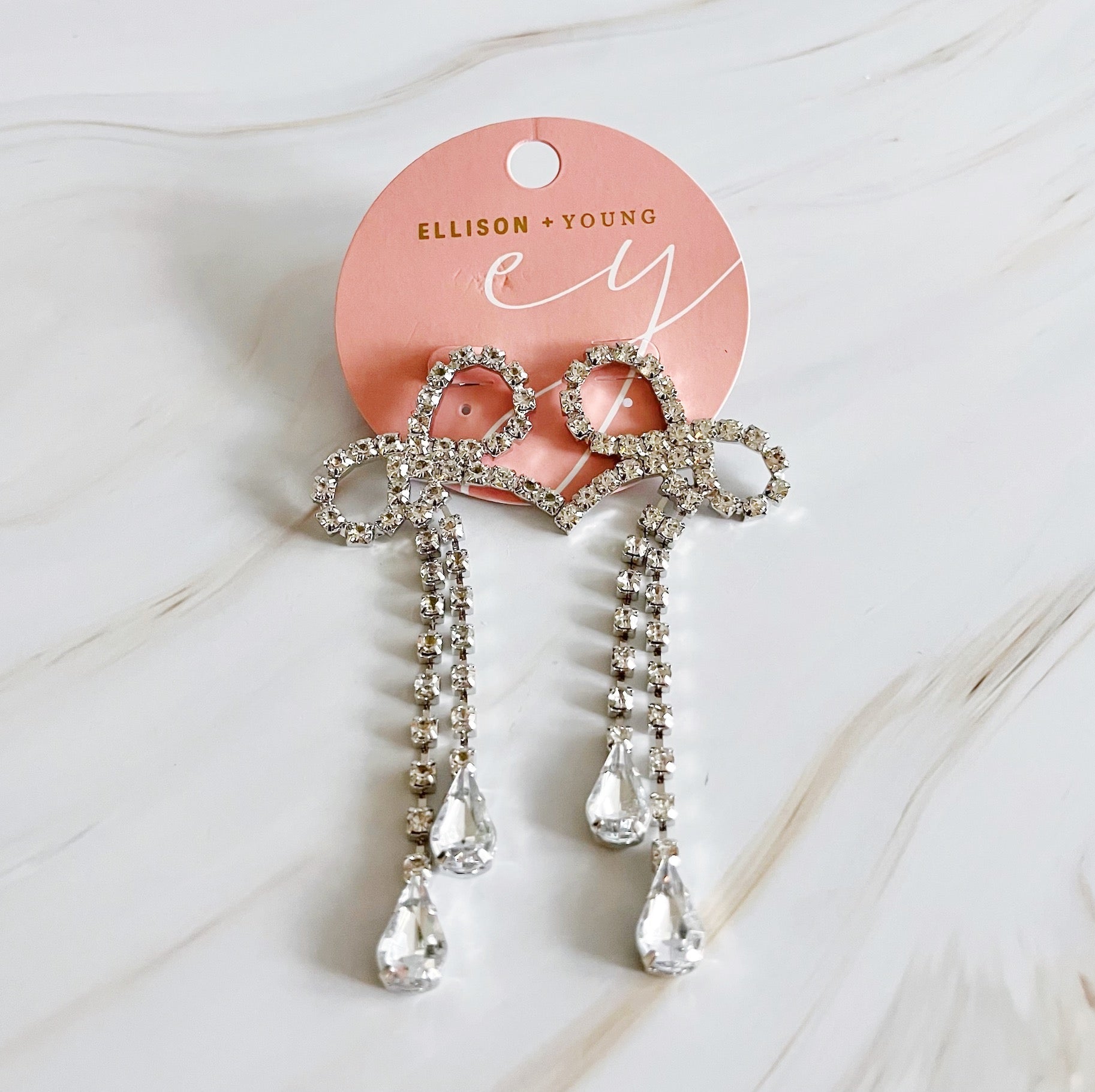 Crystal Bow Drop Earrings-4