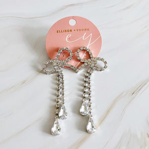 Crystal Bow Drop Earrings-4