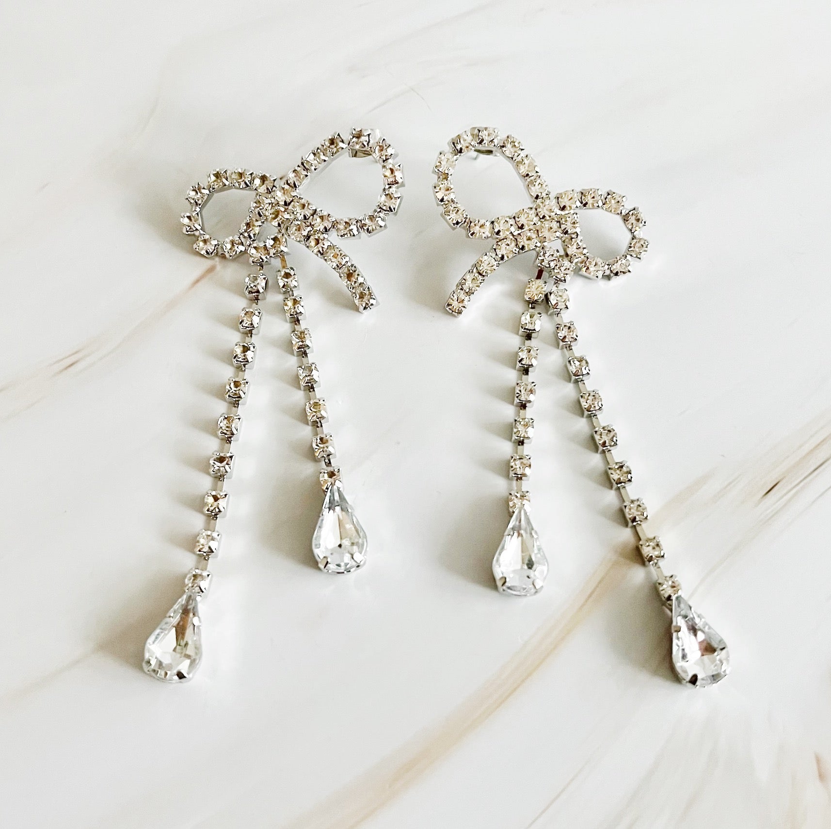 Crystal Bow Drop Earrings-2
