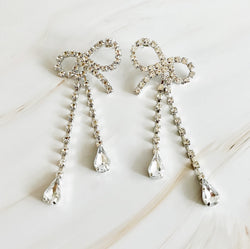 Crystal Bow Drop Earrings-2 width=100 