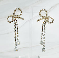 Crystal Bow Drop Earrings-3 width=100 