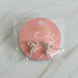 Sparkly Bow Teardrop Earrings-4 width=100 
