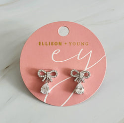 Sparkly Bow Teardrop Earrings-3 width=100 