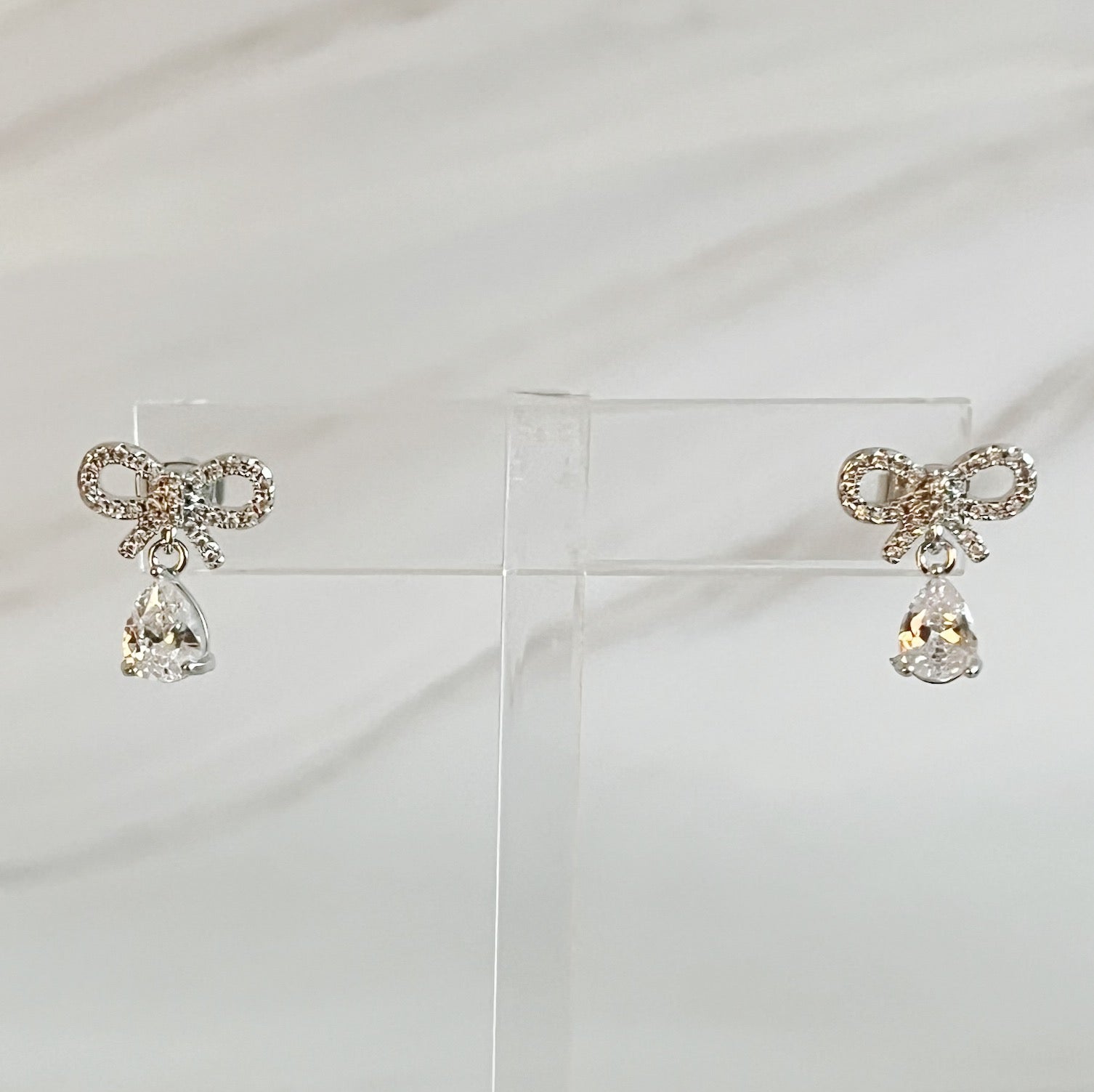 Sparkly Bow Teardrop Earrings-1