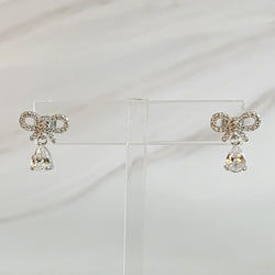 Sparkly Bow Teardrop Earrings-1 width=100 