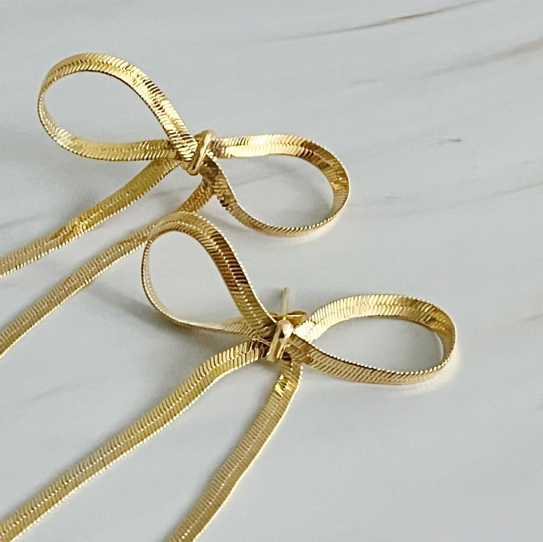 Long Drop Bow Earrings-1