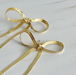 Long Drop Bow Earrings-1 width=100 