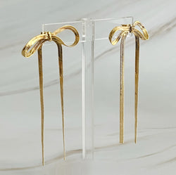 Long Drop Bow Earrings-2 width=100 