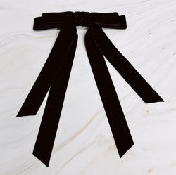 Double Bow Double Sash Velvet Hair Clip-4 width=100 