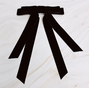 Double Bow Double Sash Velvet Hair Clip-4
