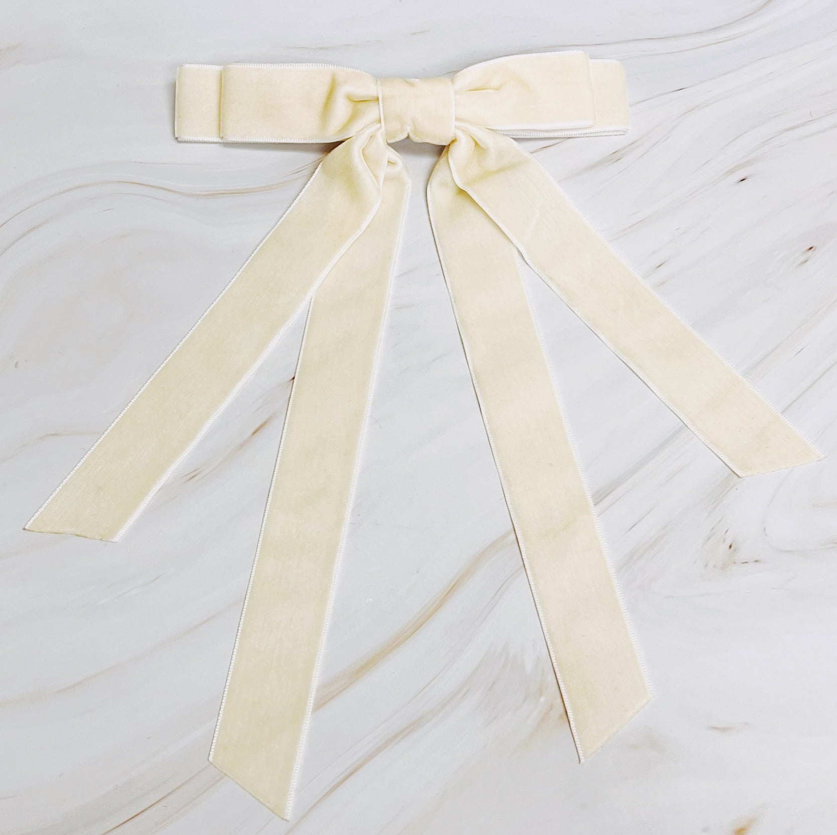Double Bow Double Sash Velvet Hair Clip-2