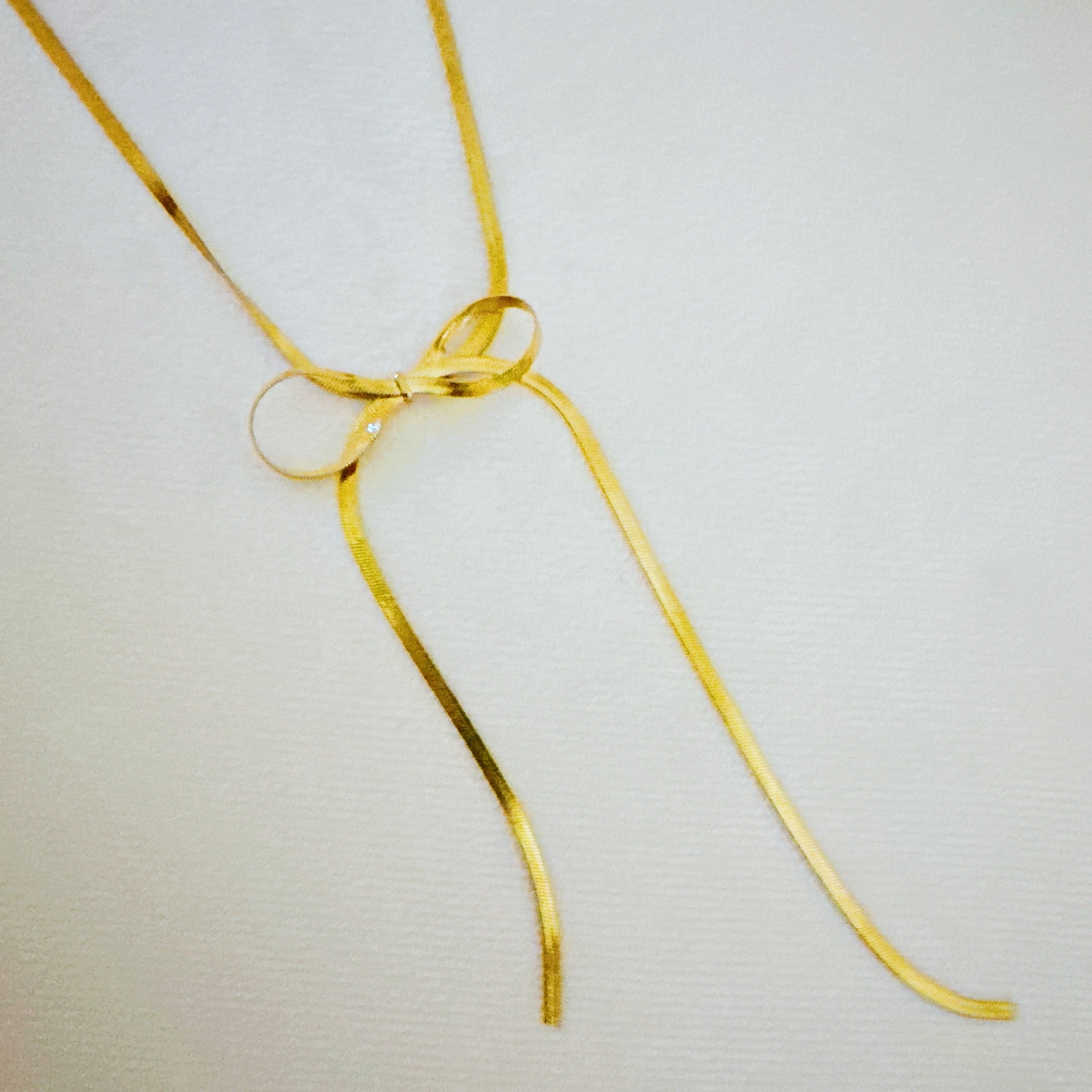 Long Drop Herringbone Bow Necklace-0