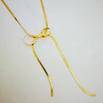 Long Drop Herringbone Bow Necklace-0